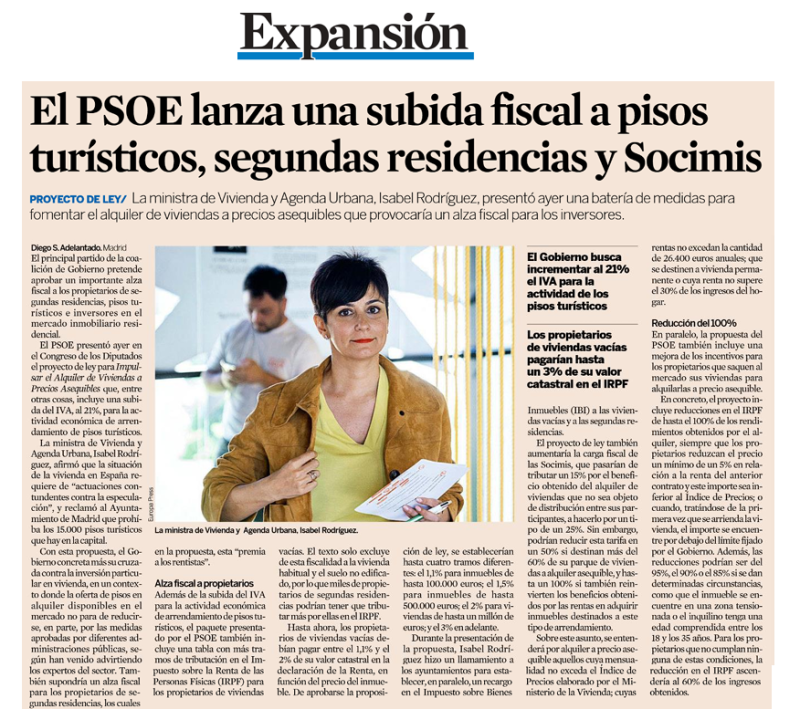 Subida fiscal a las viviendas vacías y a los pisos turísticos