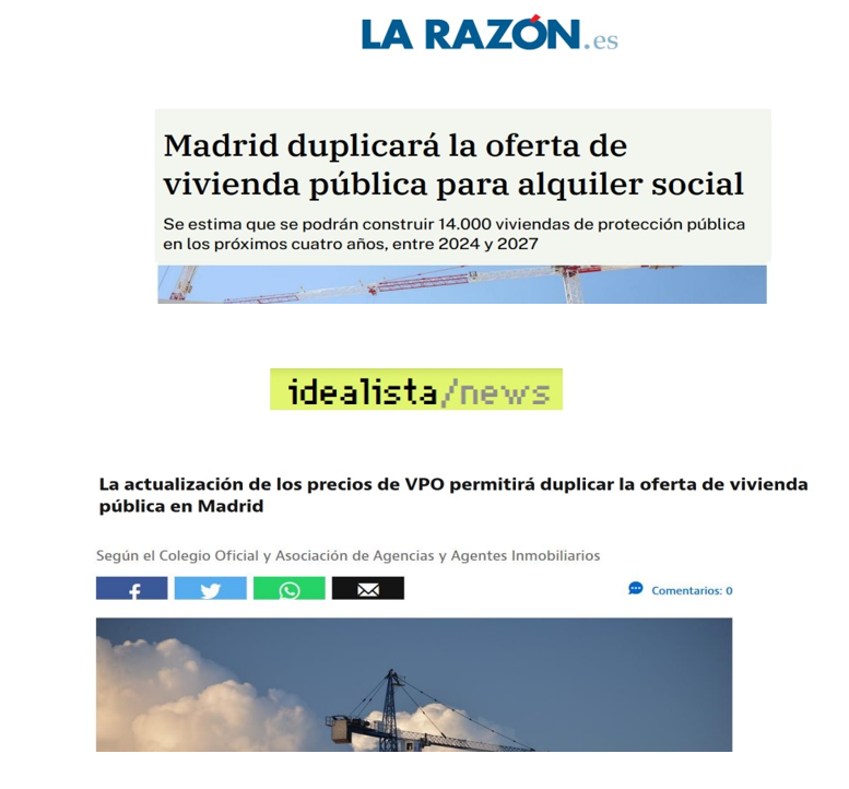 Los medios se hacen eco del análisis de COAPIMADRID - AIM sobre la vivienda pública